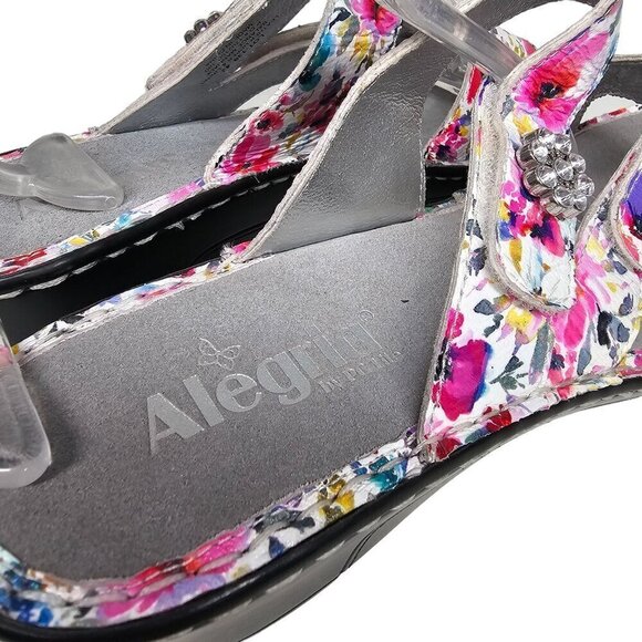 Alegria by PG Lite Loti Leather Blooms Floral Wedge Slide Sandal Multicolor 42 - Picture 10 of 12